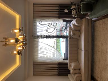 Salon Perdesi Kahverengi Beyaz Geçişli Modern Perde